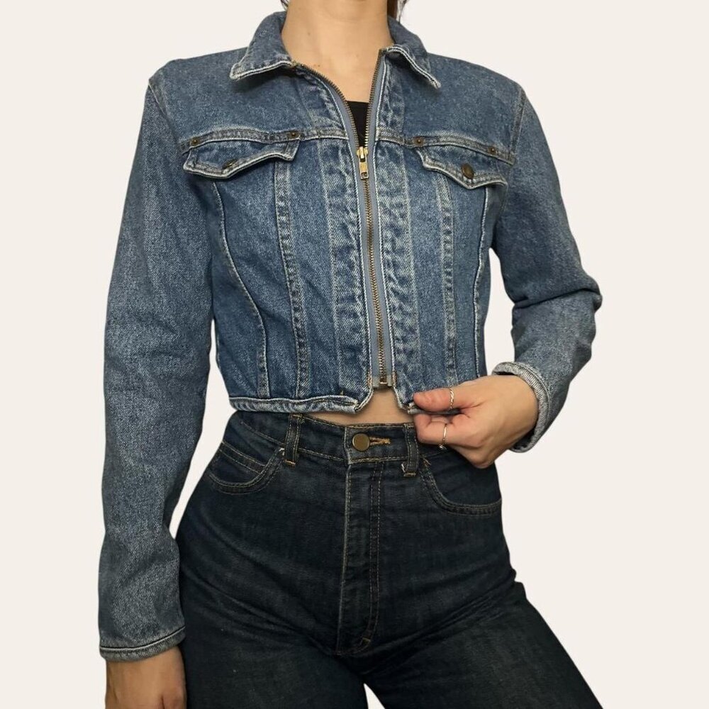 Paris Blues 90s vintage light wash cropped denim jacket - XS/Small - Picture 2 of 8